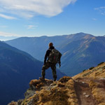 man standing on mountain
